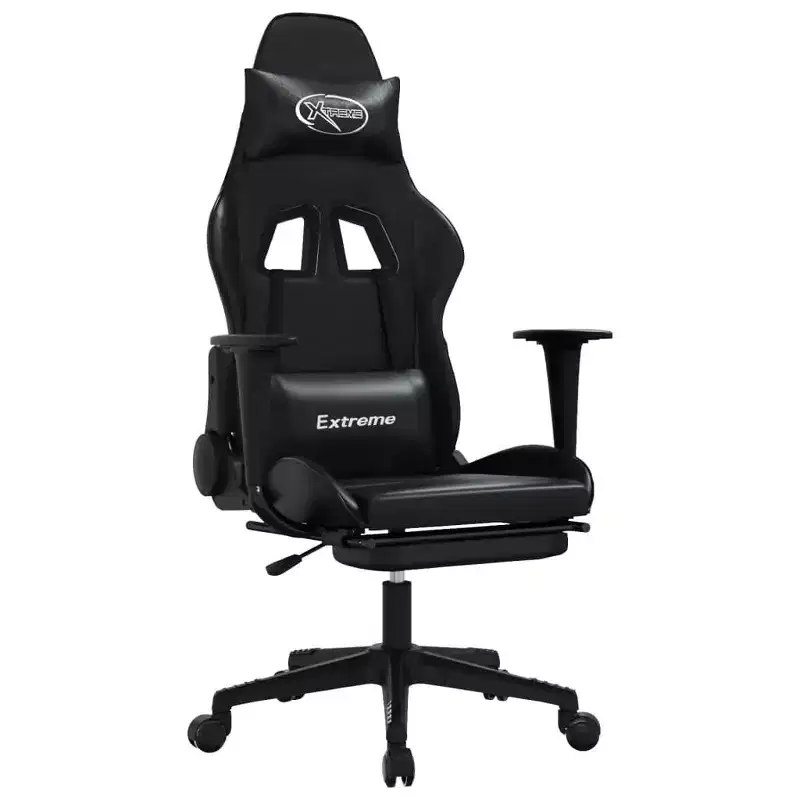 vidaXL Gaming Chair Black and Green Faux leather, metal, plywood, foam