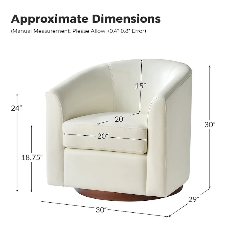 Haley Modern Swivel Barrel Faux Leather Chair with Solid Wood Base Set of 2
