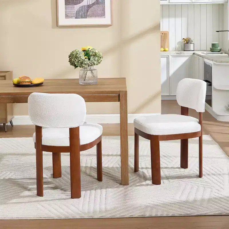 Set of 2 Modern Wood Dining Chairs with Soft Cushioned Seats, Stylish Upholstered Armless Side Chairs for Kitchen or Dining Room-Panipeachy