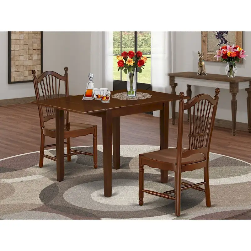 Dining Table Set- a Rectangle Dining Room Table and Kitchen Chairs, Mahogany (Pieces Option