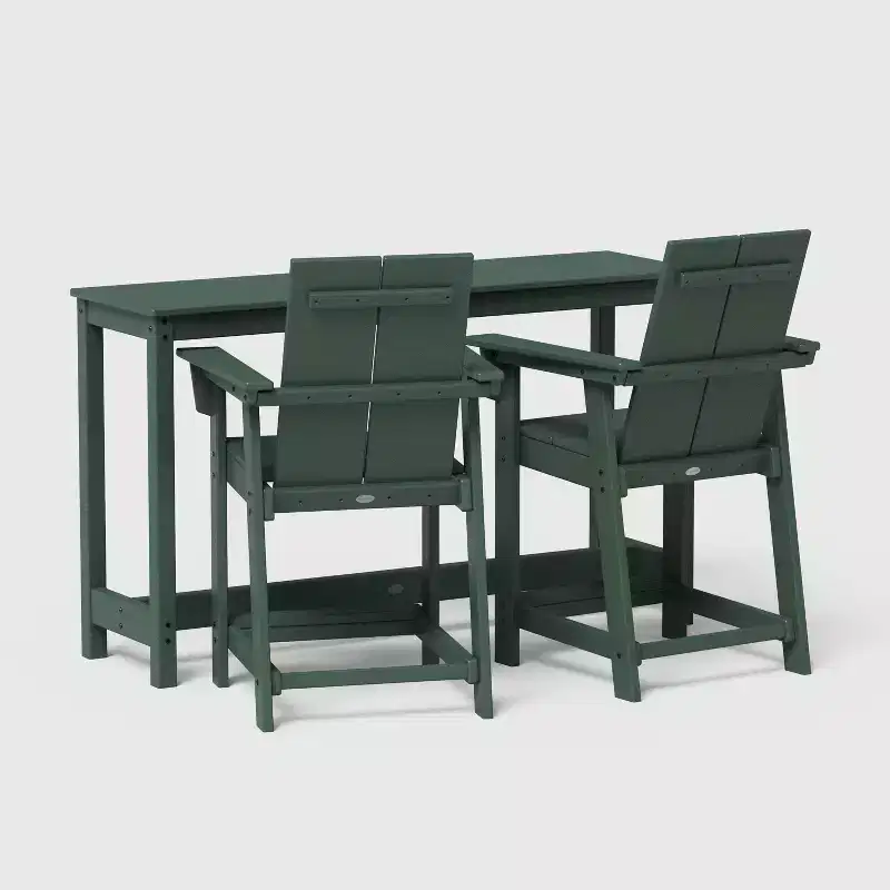 POLYWOOD Moore 3pc Balcony Counter Patio Seating Set Green