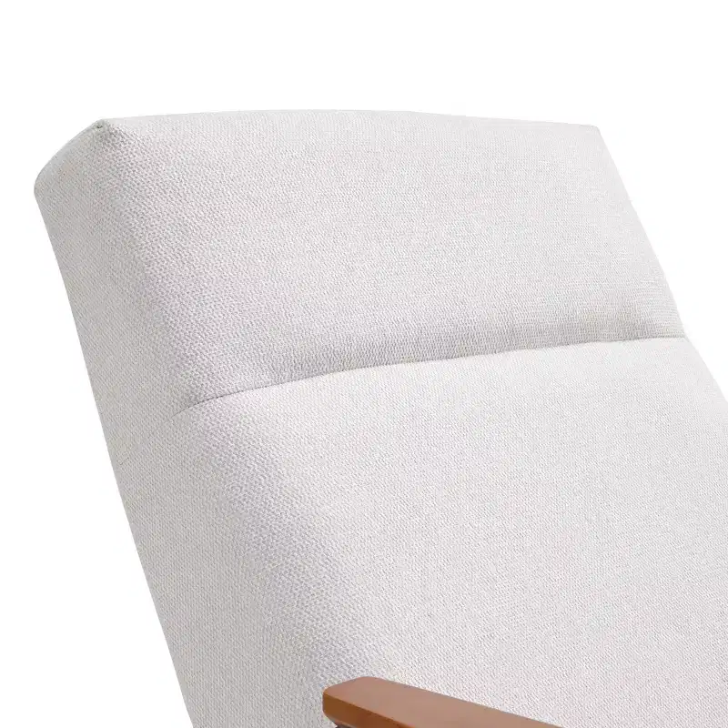 Upholstered Lounge Chair with Armrest, 120° Tilt & High-Density Foam Cushion, White Flannel