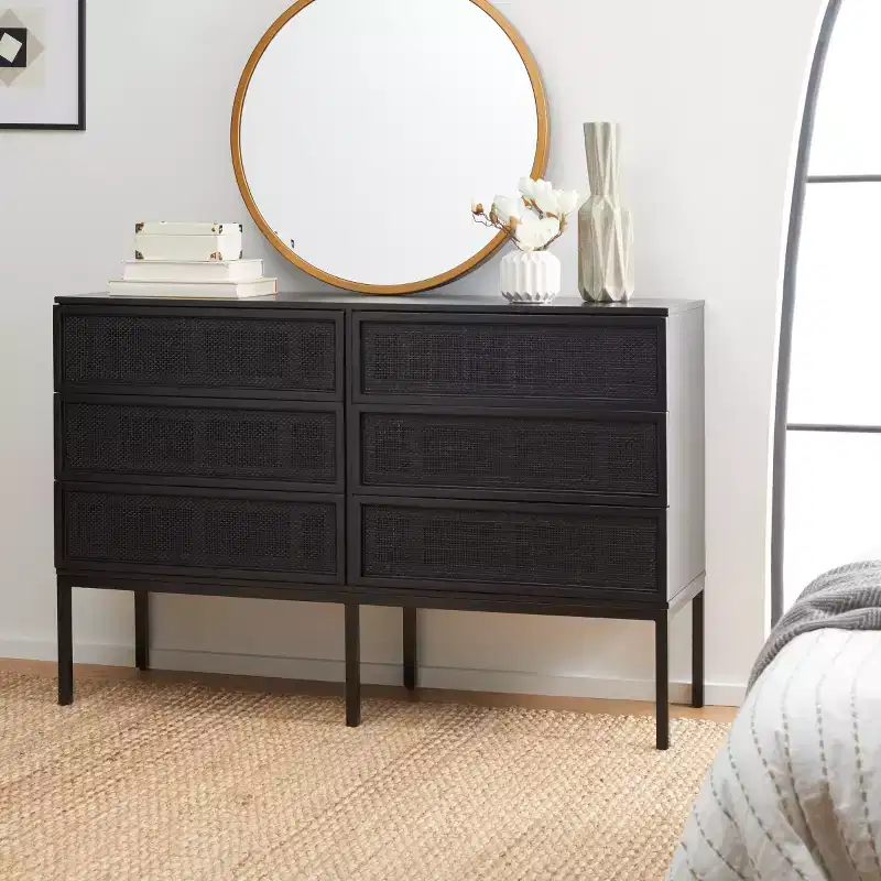 Zadie 6 Drawer Rattan Dresser - DRS5003 - Safavieh