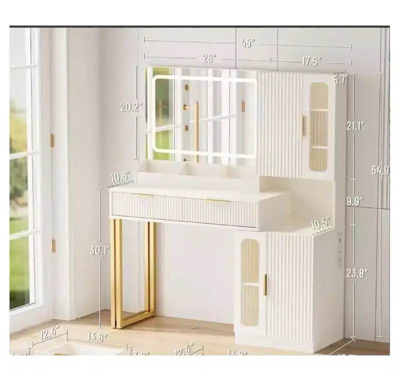 Wave Double-Door Dressing Table, MDF Material,