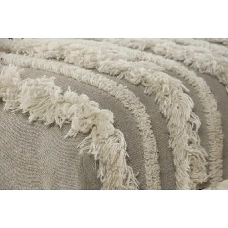 Cotton Upholstered Bedroom Bench with Solid Wood Legs, Striped, Nailhead Trim — 47