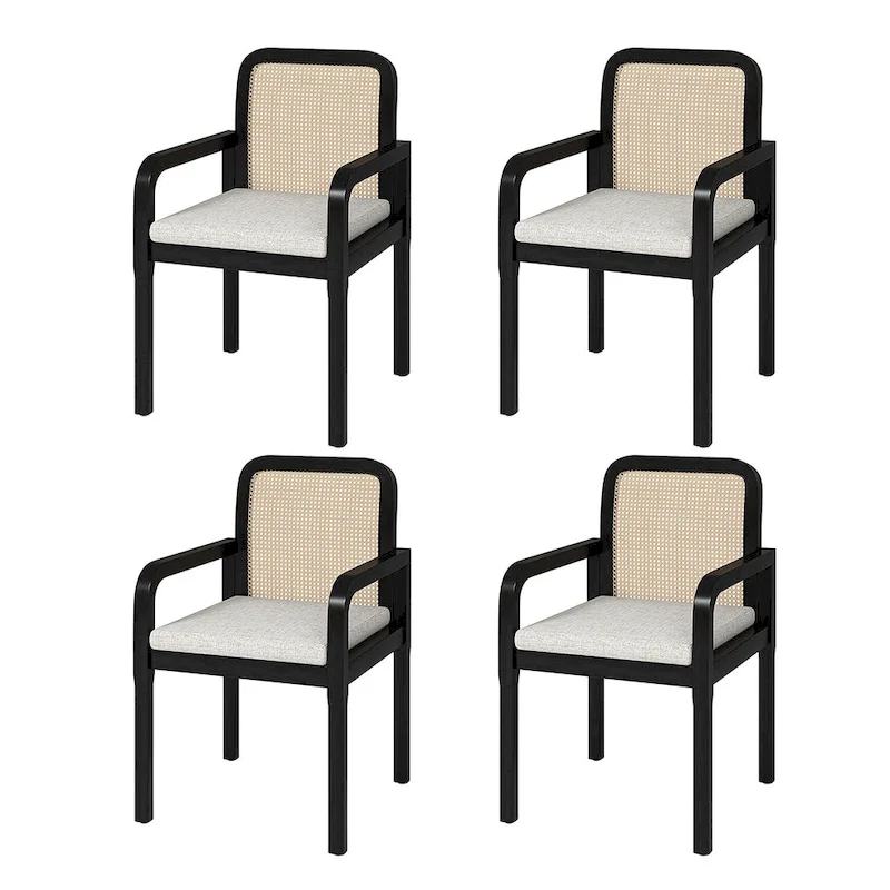 Antoine Modern Ratten Back Dining Chair with Removable Cushion by HULALA HOME
