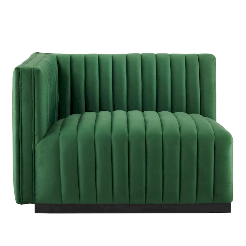 Channel Tufted Velvet Upholstered Sofa