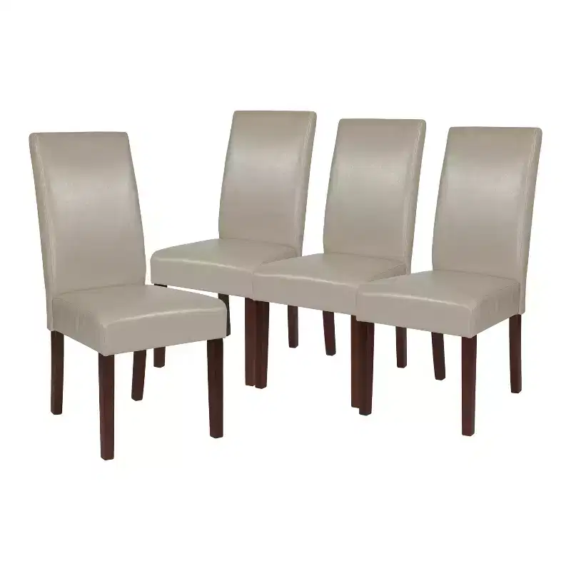 Emma and Oliver Four Mid-Century Parsons Chairs and Hardwood Frame for Kitchen, Dining Room & More