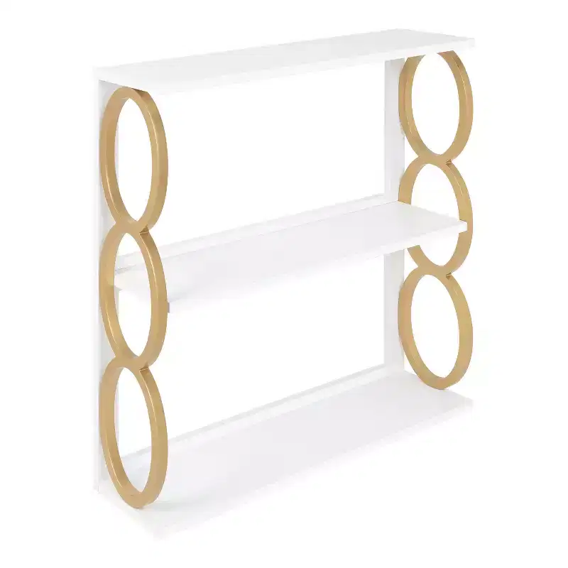 28" x 8" x 31" Ring Wooden 3-Tier Shelf White - Kate & Laurel All Things Decor: Mid-Century Storage Display