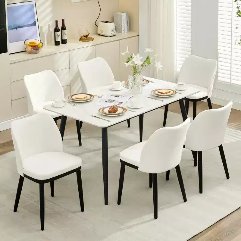 Dining Chairs Set of 6. Upholstered Kitchen Dining Room Chairs with Padded Seat and Wood Legs for Kitchen. Dining Room. Restaurant. Cafe.