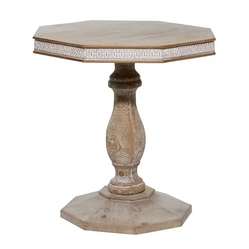 Farmhouse style white washed wood side table, handmade, no assembly required.