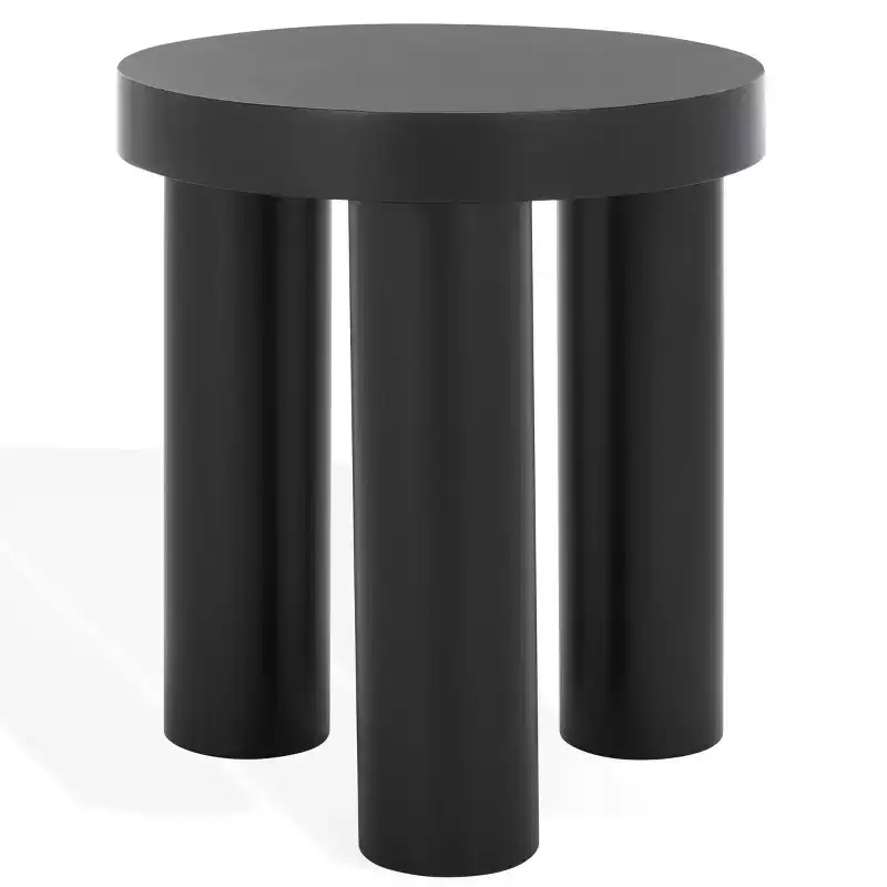 Bary Round 3 Leg Wood Accent Table - SFV7715 - Black - Safavieh Couture