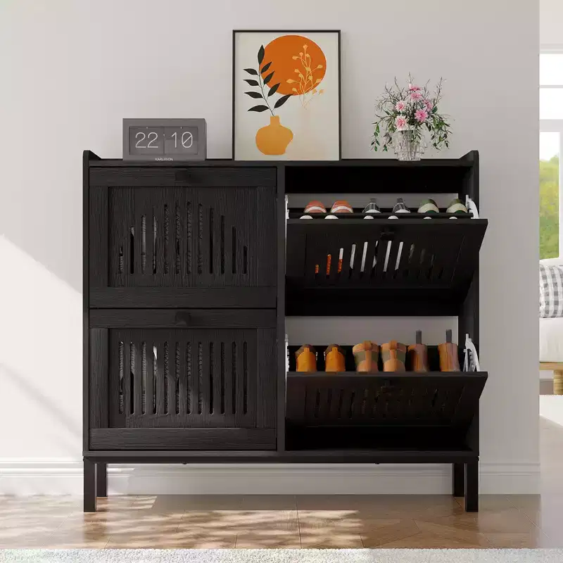Shoe Storage Cabinet with 4 Flip Drawer, Shoes Organizer, Adjustable Shoe Rack for Entryway Living Room Bedroom
