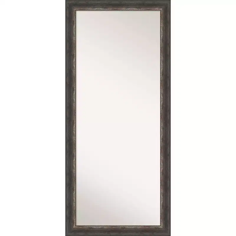 29 x 65 Non-Beveled Bark Rustic Char Full Length Floor Leaner Mirror - Amanti Art