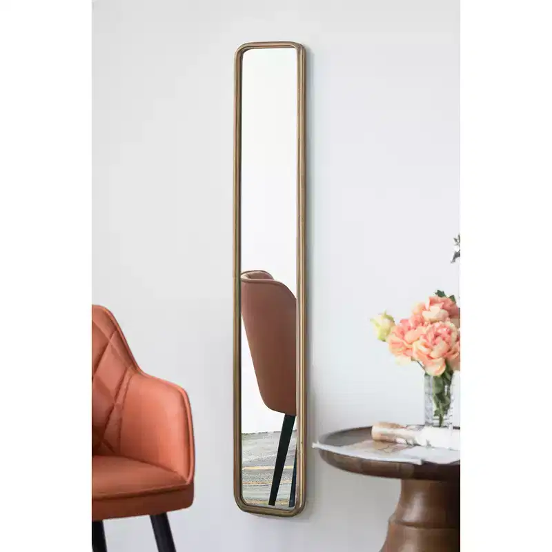 47 x 8 Inch Full Length Wall Mirror with Antique Gold Metal Frame