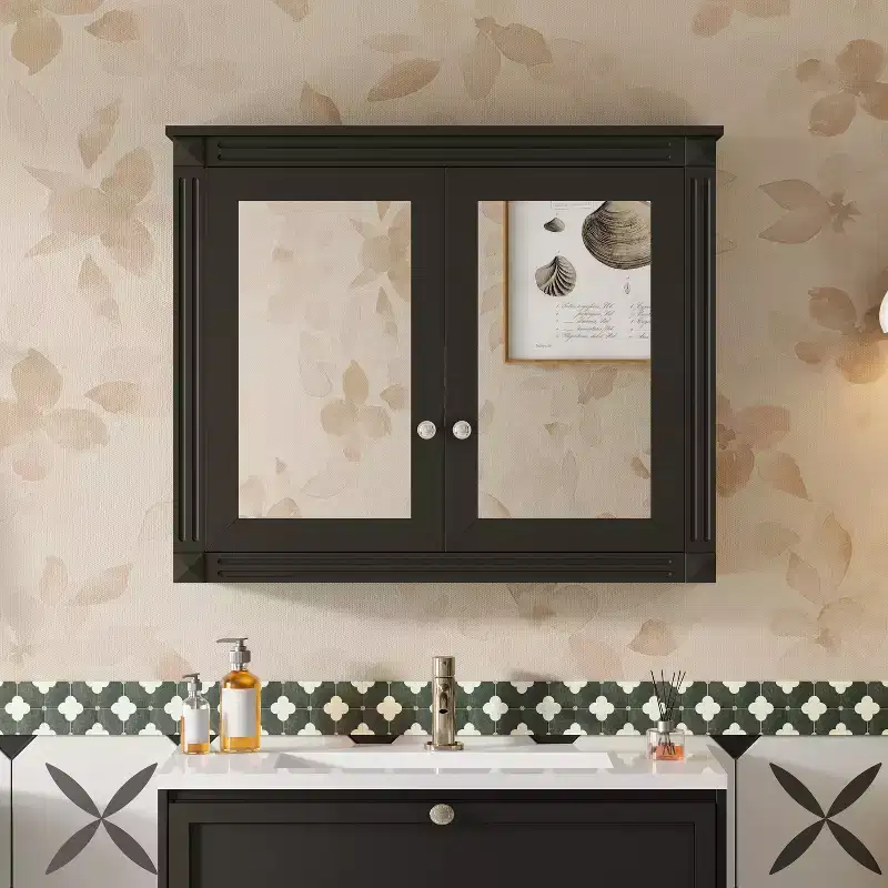 Wall Mounted Bathroom Storage Cabinet with 2 Mirrors and Adjustable Shelves