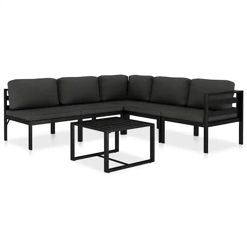 vidaXL Patio Furniture Set Sectional Sofa with Cushions Aluminum Anthracite