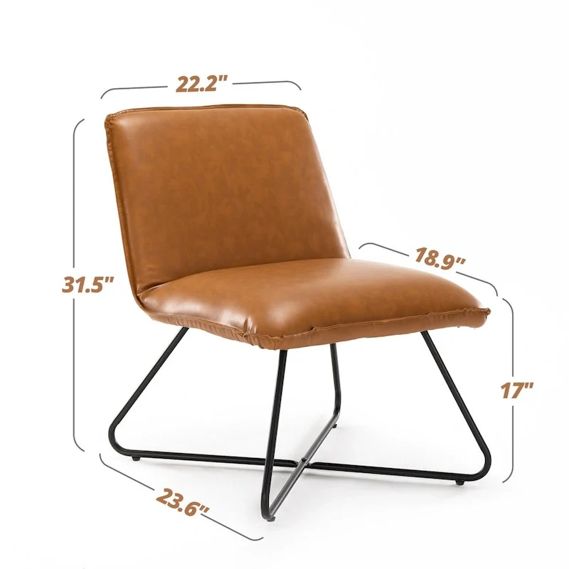 Mid Century Faux Leather Accent Chair With Adjustable Backrest Set of 2 - 31.5 H X 22.2 W X 23.6 D