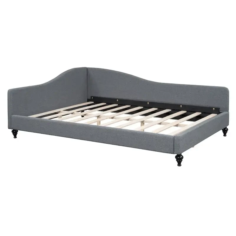 L-Shaped Semi-Enclosed Daybed with Solid Wood Legs