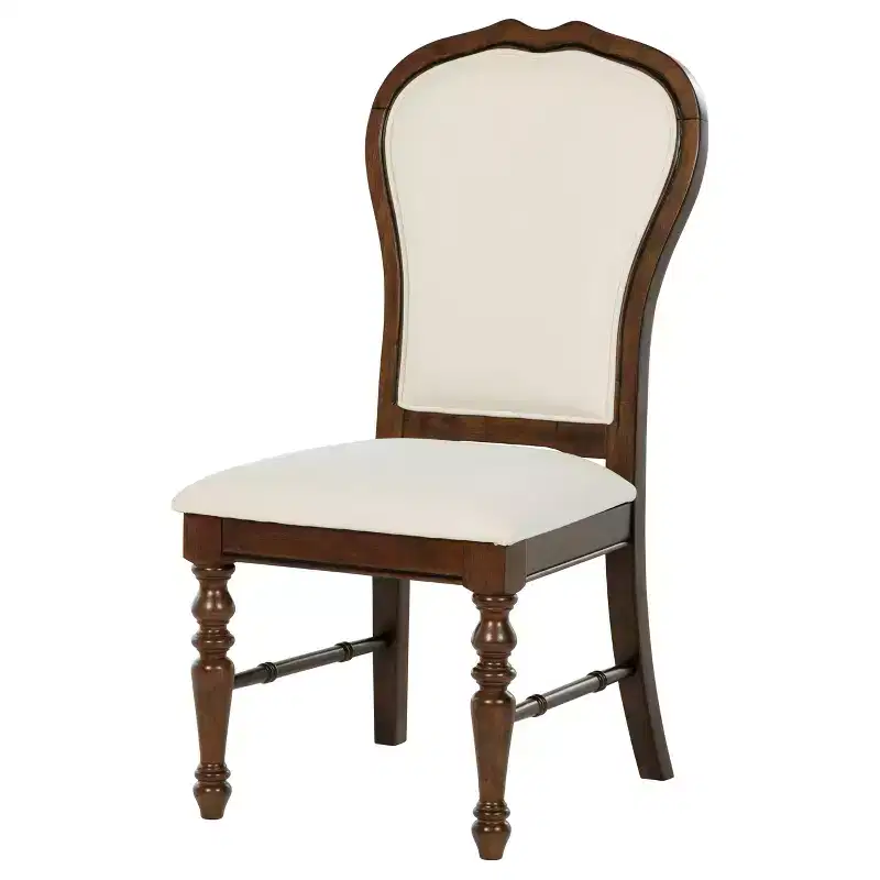 GDFStudio Bennett Upholstered Fabric and Wood Dining Chairs with Rounded Backs and Turned Legs (Set of 2)