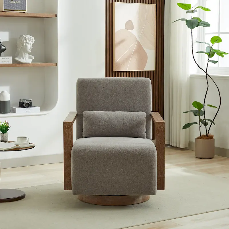 30.31 Linen Blend Upholstered 360 Swivel Accent Chair