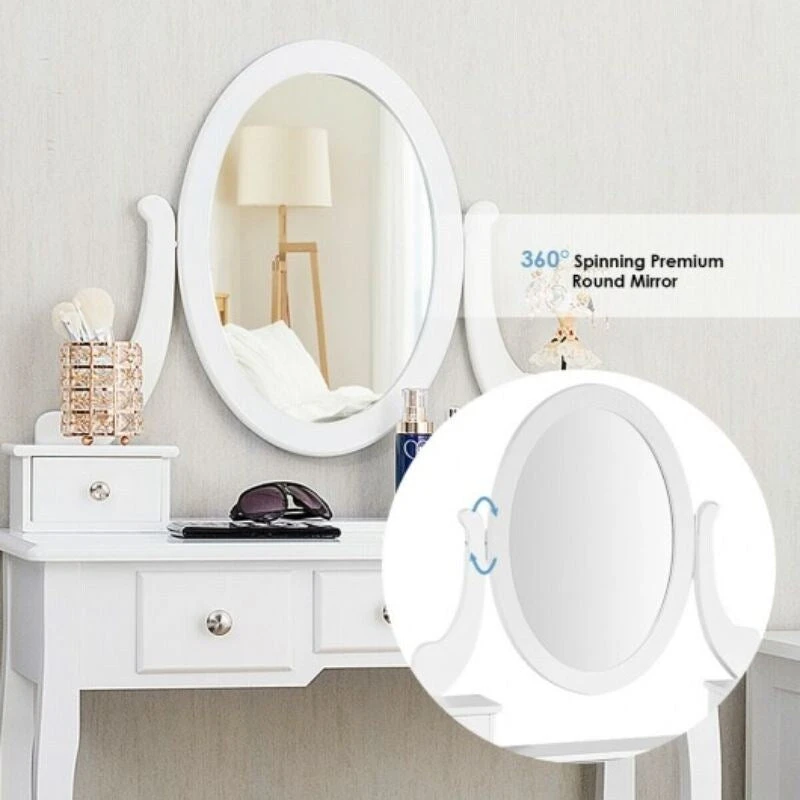 Vanity Make Up Table Set Dressing Table Set with 5 Drawers - 31.5 x 16 x 53.5 ( L x W x H )