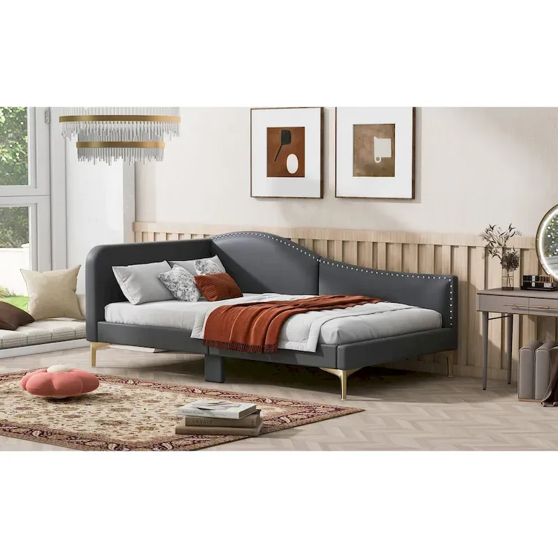 Upholstered Daybed with Guardrail and Headboard