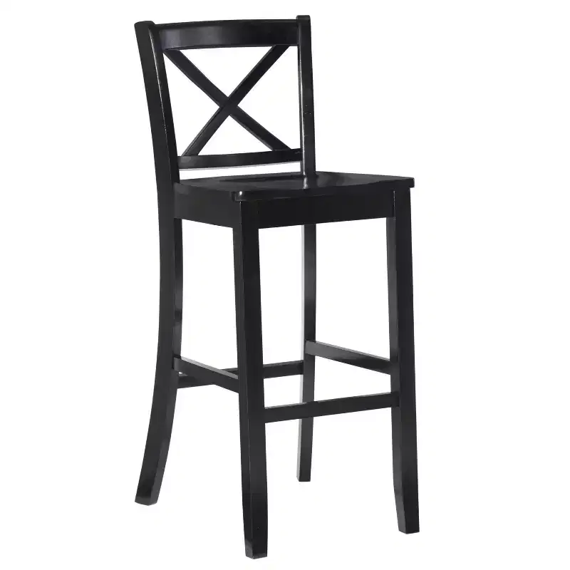 30 Torino X Back Wood Barstool - Black - Linon: Solid Rubberwood, Unupholstered, Armless