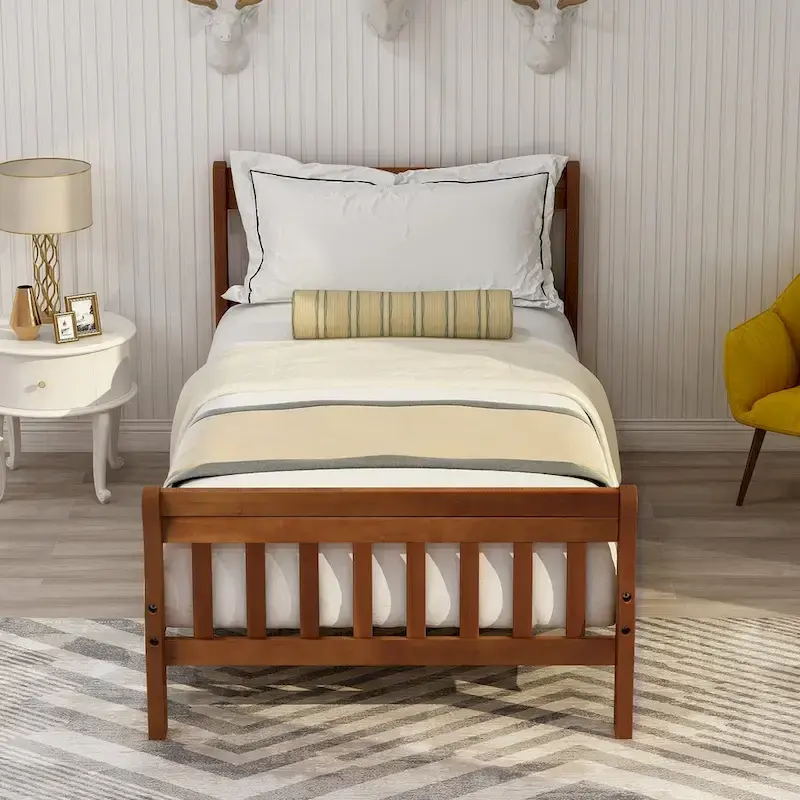 Wood Platform Bed with Headboard/Footboard