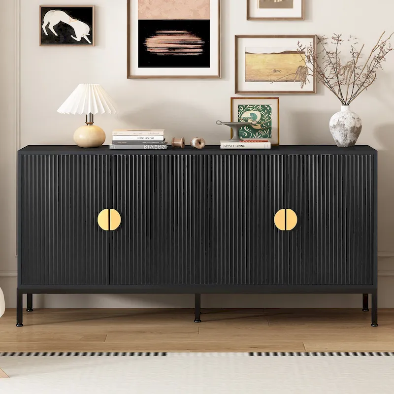 4-Door Storage Sideboard with Metal Legs