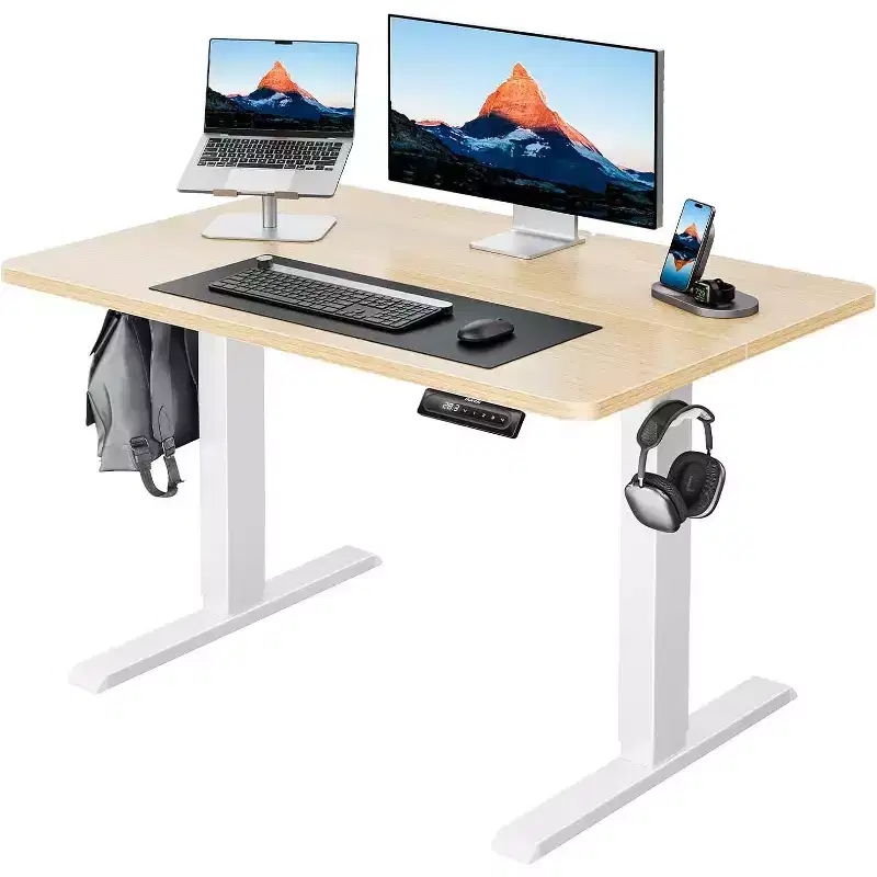 40x24 Electric Standing Desk, Adjustable Height, 4 Memory Settings, Headphone Hook & Cable Manager for Home Office