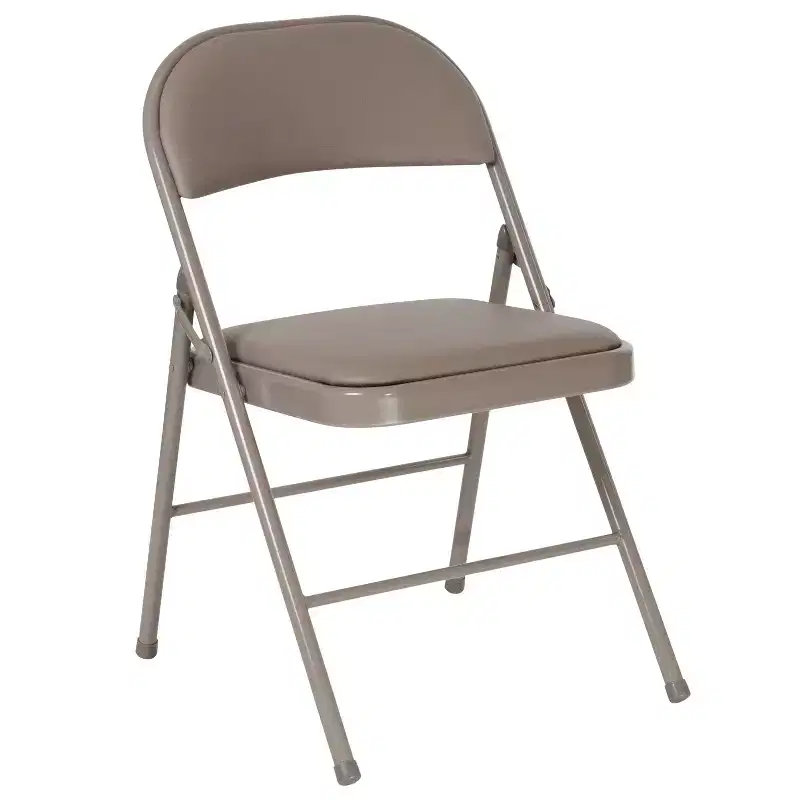 Beige / Gray Padded Vinyl Folding Chair – Set of 2
