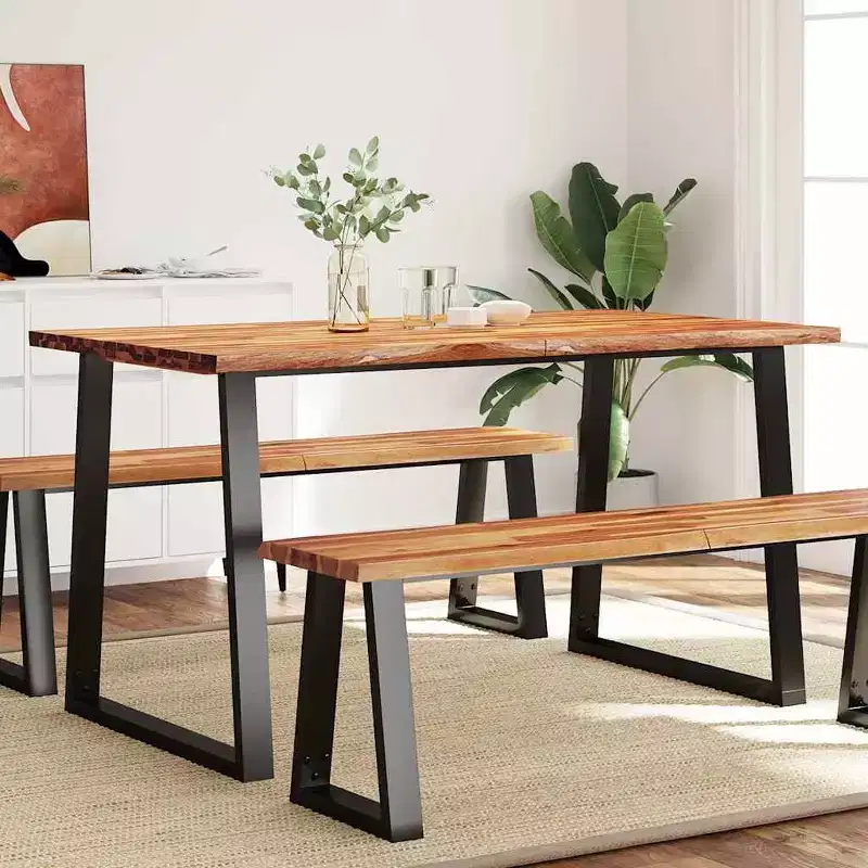 vidaXL Dining Table with Live Edge Dinner Table for Kitchen Solid Wood Acacia