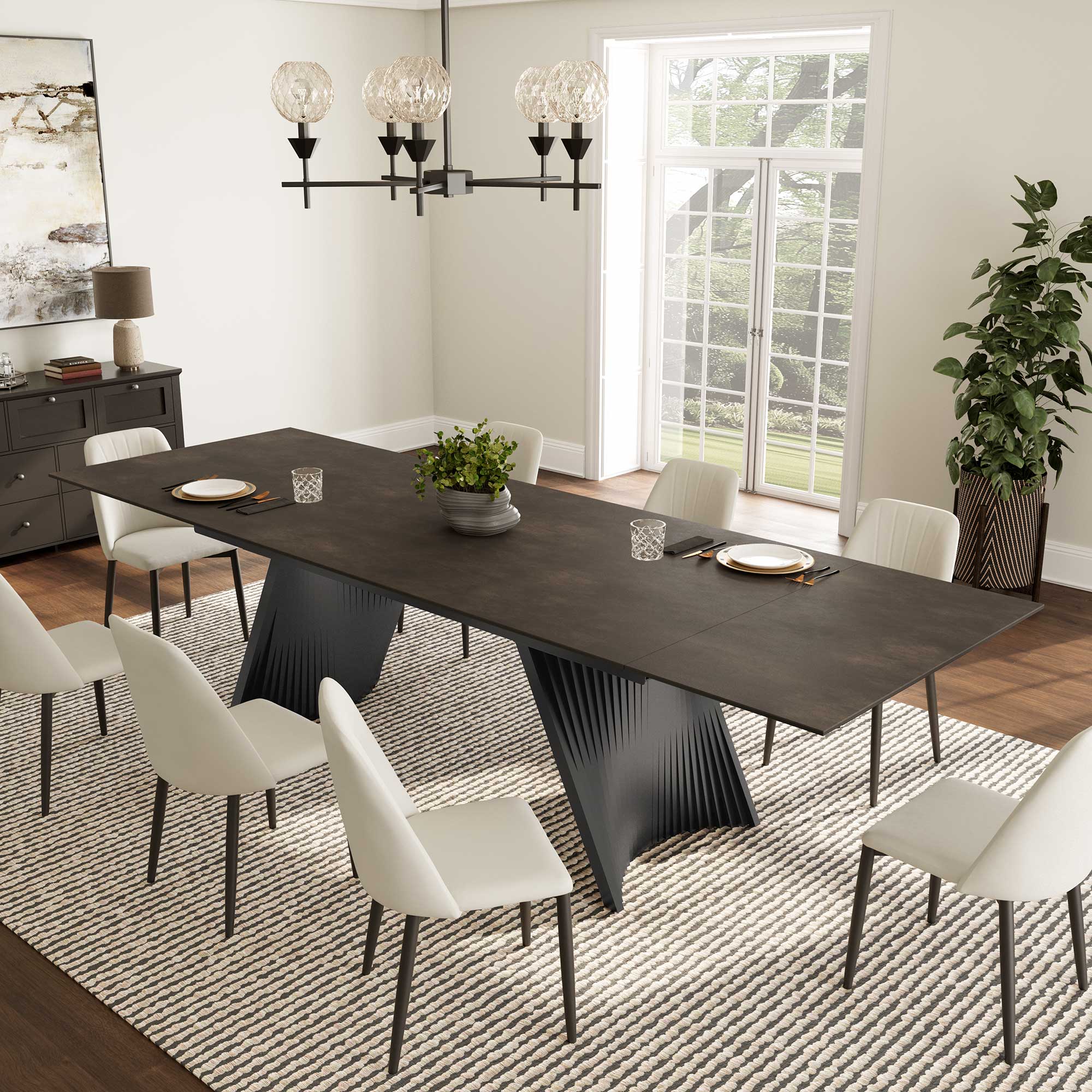 Extendable Rectangular Dining Table, White