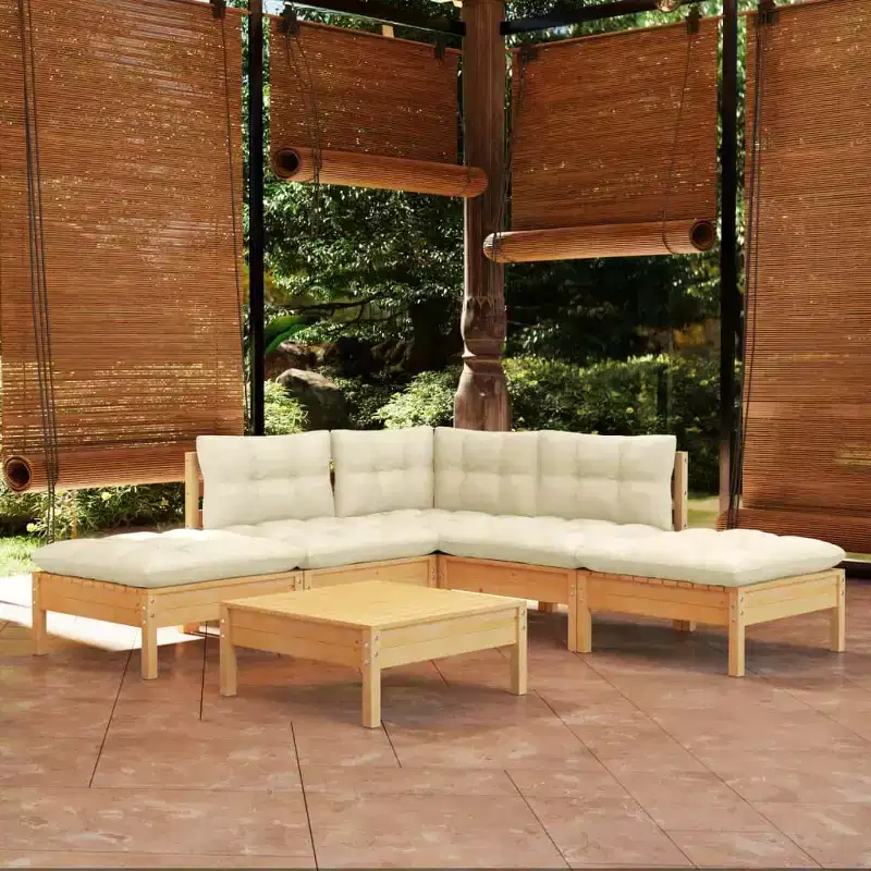 vidaXL Outdoor Lounge Set with Cushions - Modern Pinewood Furniture