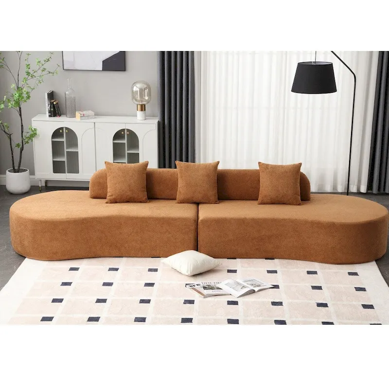 Modern Curved Terrycloth Fabric Combination Sofa No Assembly Required