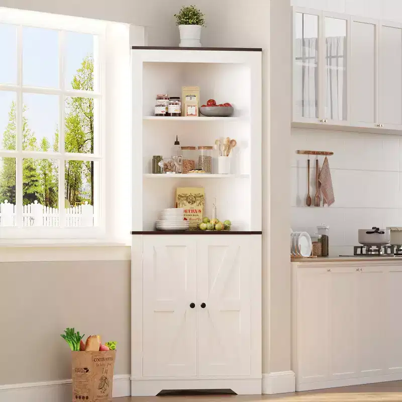COZONY 68 Farmhouse Corner Storage Cabinet with Door and Adjustable Shelf, Small Floor Corner Organizer