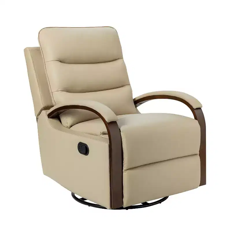 Clemens Genuine Leather Swivel Rocking Manual Recliner with Decorative Curved Mood Arm Set of 2| ART OF LIVING DESIGNS