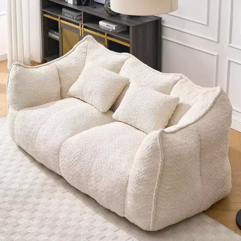 Soft beanbag chair with high resilience foam core for two people