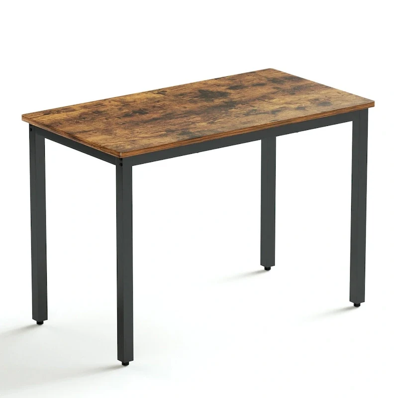 3-Piece Dining Table Set, Rectangular Dining Table with 2 Benches, Rustic Brown and Black