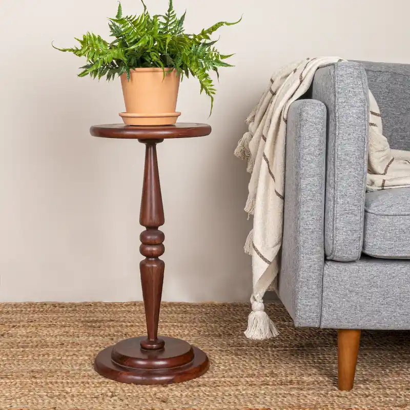 Bishop Pedestal Cocktail Side Table - 12.0L x 12.0W x 25.0H
