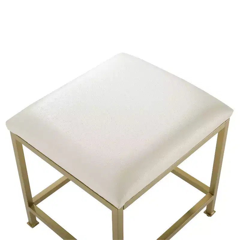 Aimee Vanity Stool Gold - Crosley: Modern Upholstered Faux Leather, Steel Frame, Padded Seat, 250 lb Capacity, 18.75" Height