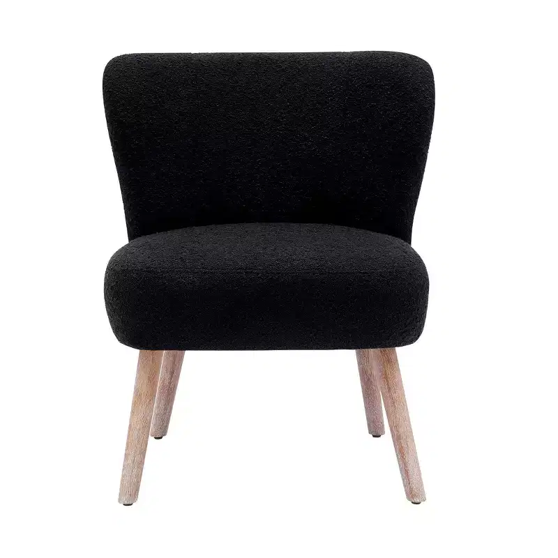 WestinTrends 25.5 Wide Upholstered Boucle Accent Chair with Ottoman Foot Stool Set