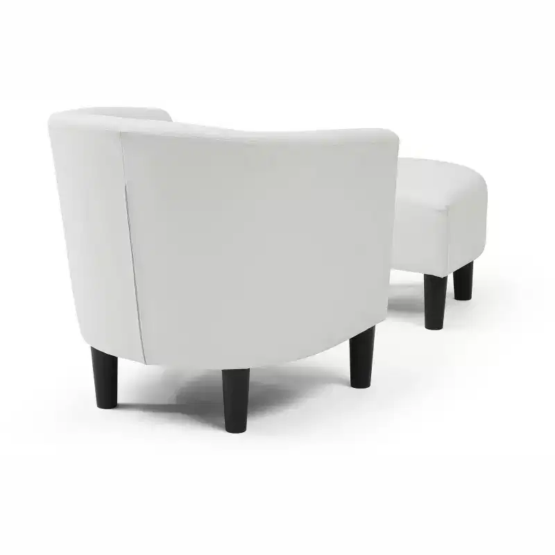 Passion Furniture Salem Faux Leather Accent Chair with Ottoman