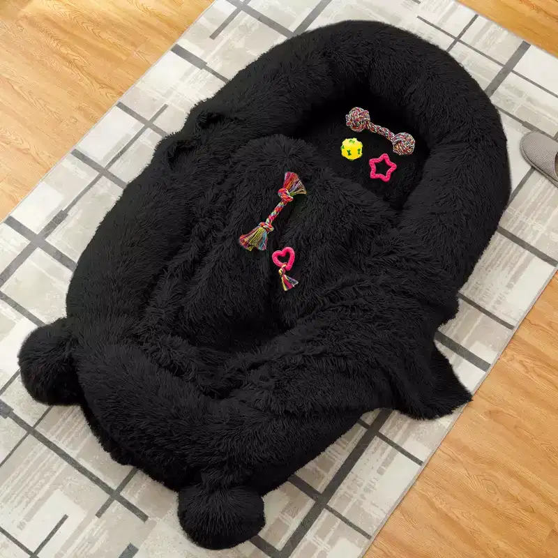 Human Dog Bed, 71''x45''x12'' Large Dog Bed with Blanket, Storage Pockets, Portable Handle, Removable Cover, Human Size Pet Bed for Adult