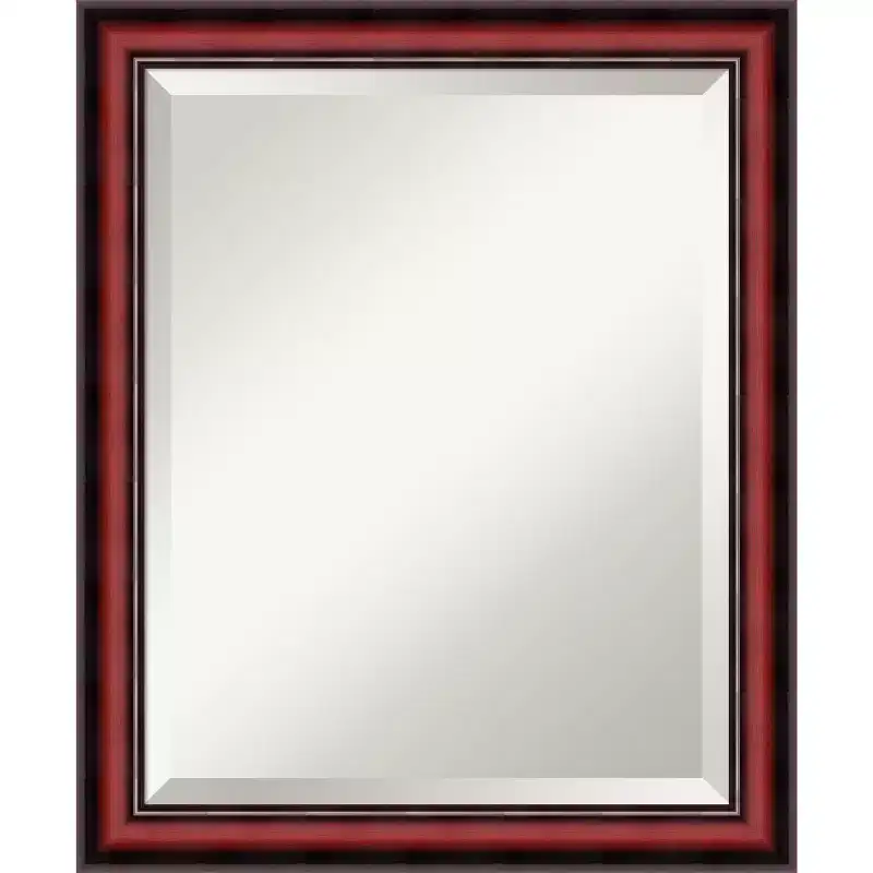 Amanti Art Rubino Cherry Scoop Beveled Wood Framed Wall Mirror