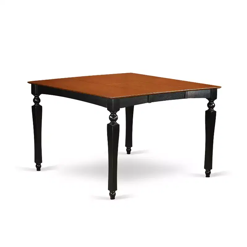 HomeStock Belmont Counter Dining Table Set with Self - Storing Leaf and 8 Parson Chairs, Black Finish