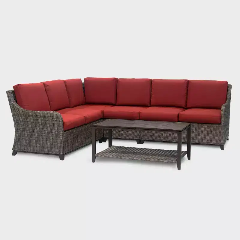 Leisure Made Mitchell 5pc Wicker Sectional in Fabric
