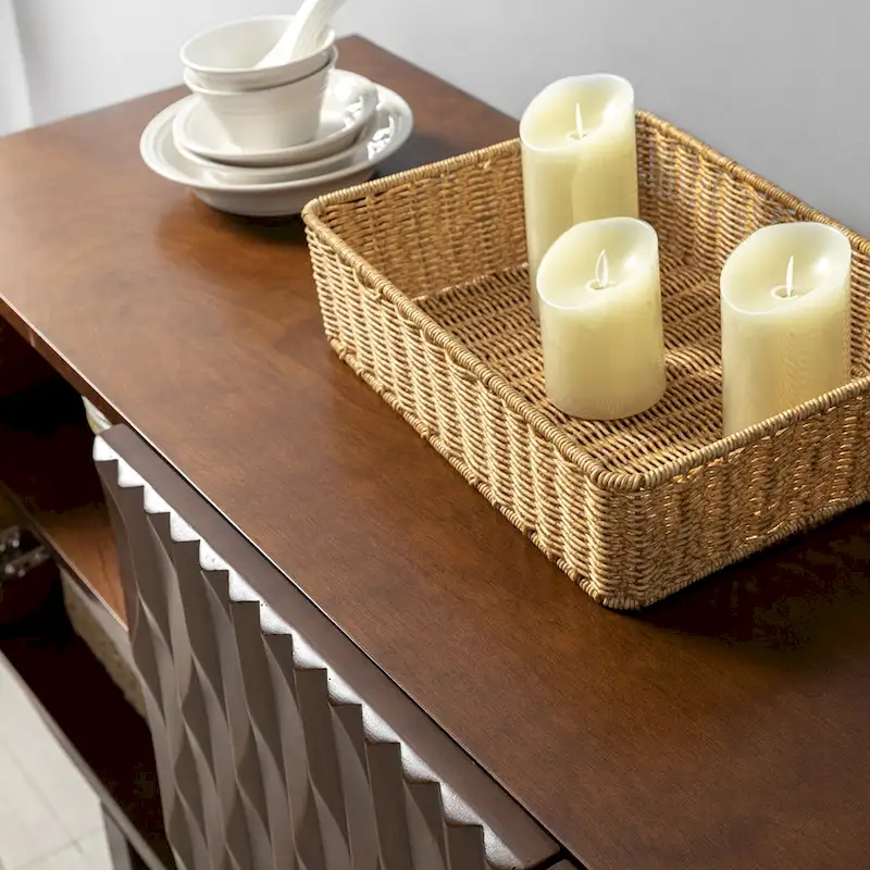 Modern Carved Geometric Patterns Sideboard