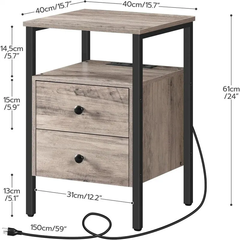 Bedside Table with Charging Station